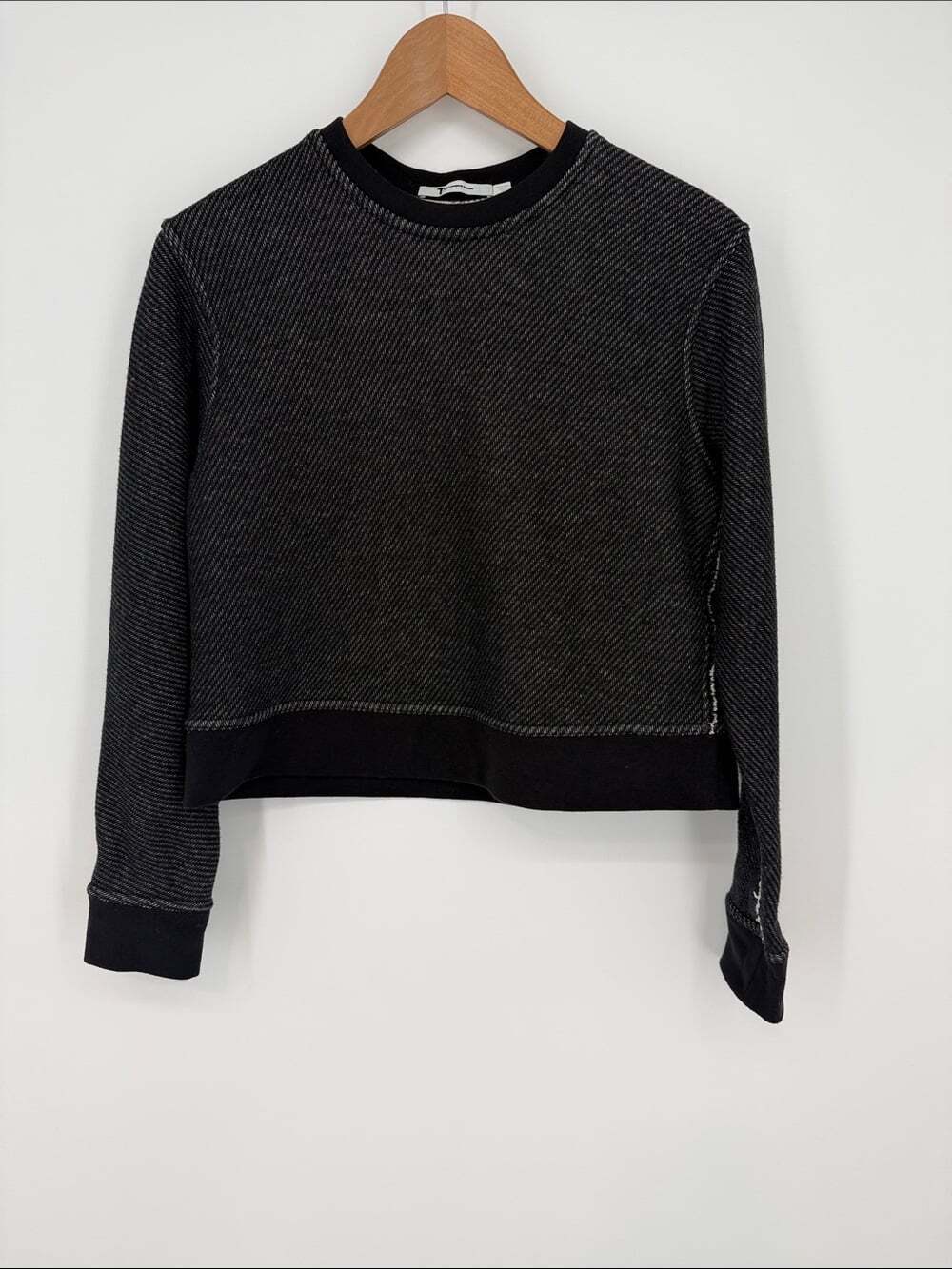 T by Alexander Wang French Terry Crewneck Black Sweatshirt Size Extra Small